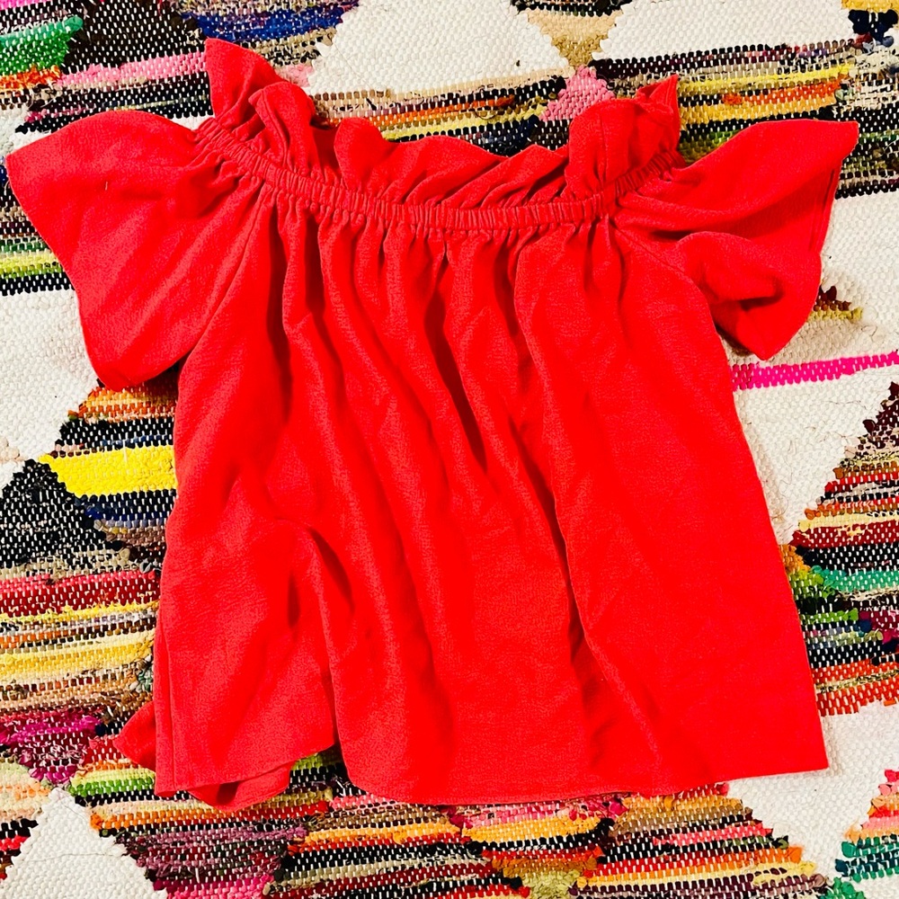 RACHEL Rachel Roy ruffle off shoulder crop top M